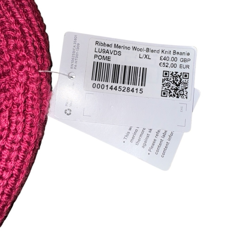 Lululemon Ribbed Merino Wool Blend Knit Beanie Pomegranate L/XL NWT Winter Hat - Picture 6 of 6